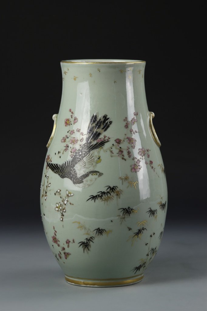 Japanese Famille Rose Celadon Vase (1 of 7)