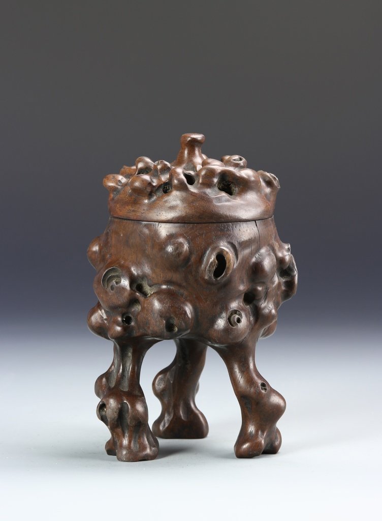 Chinese Tree Root Carved Censer with Cover (1 of 6)