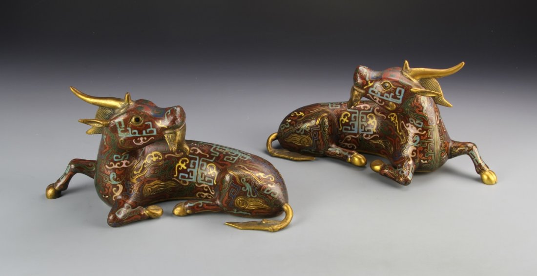 Pair of Chinese Cloisonne Deer (1 of 4)