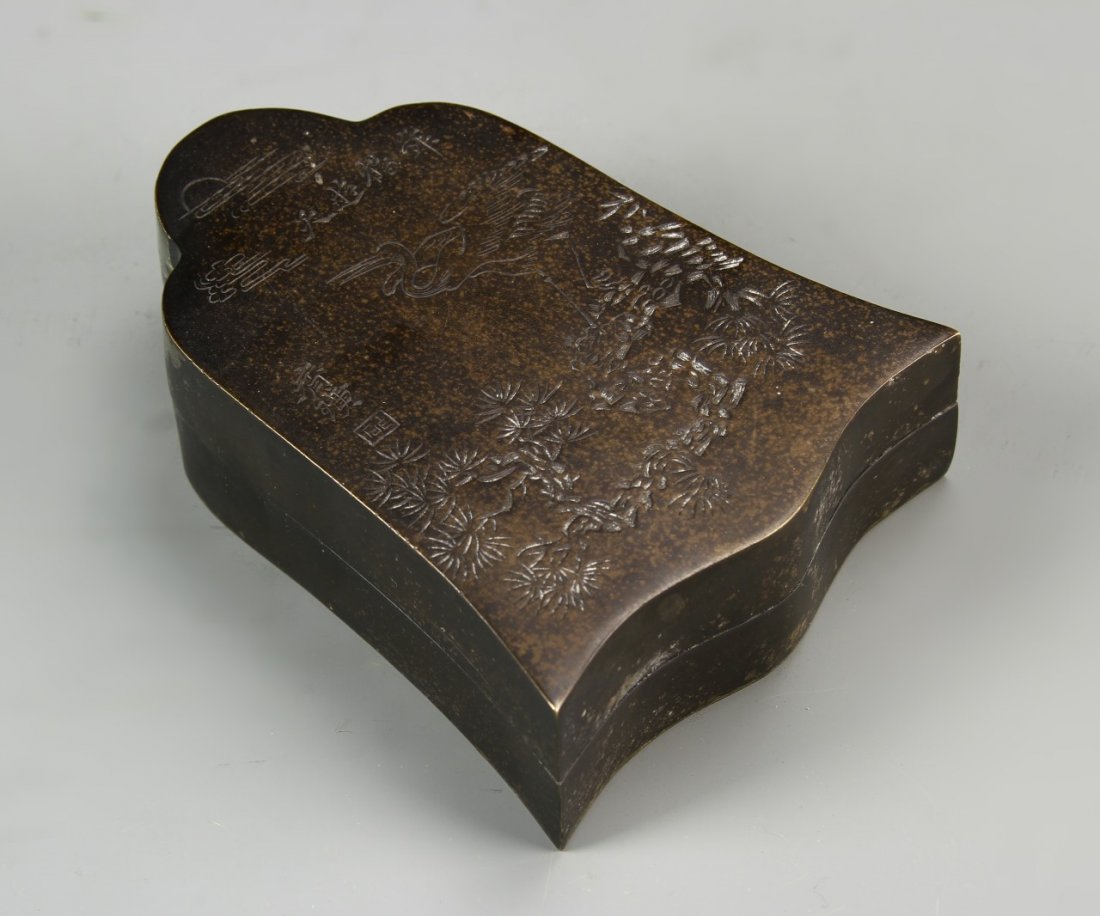 Chinese Brass Ink Box (1 of 5)