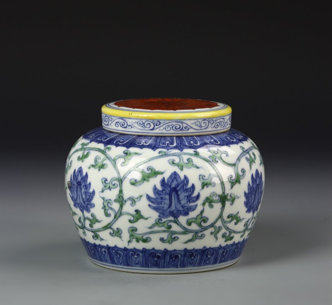 Chinese Blue and White Sancai Jar (1 of 6)