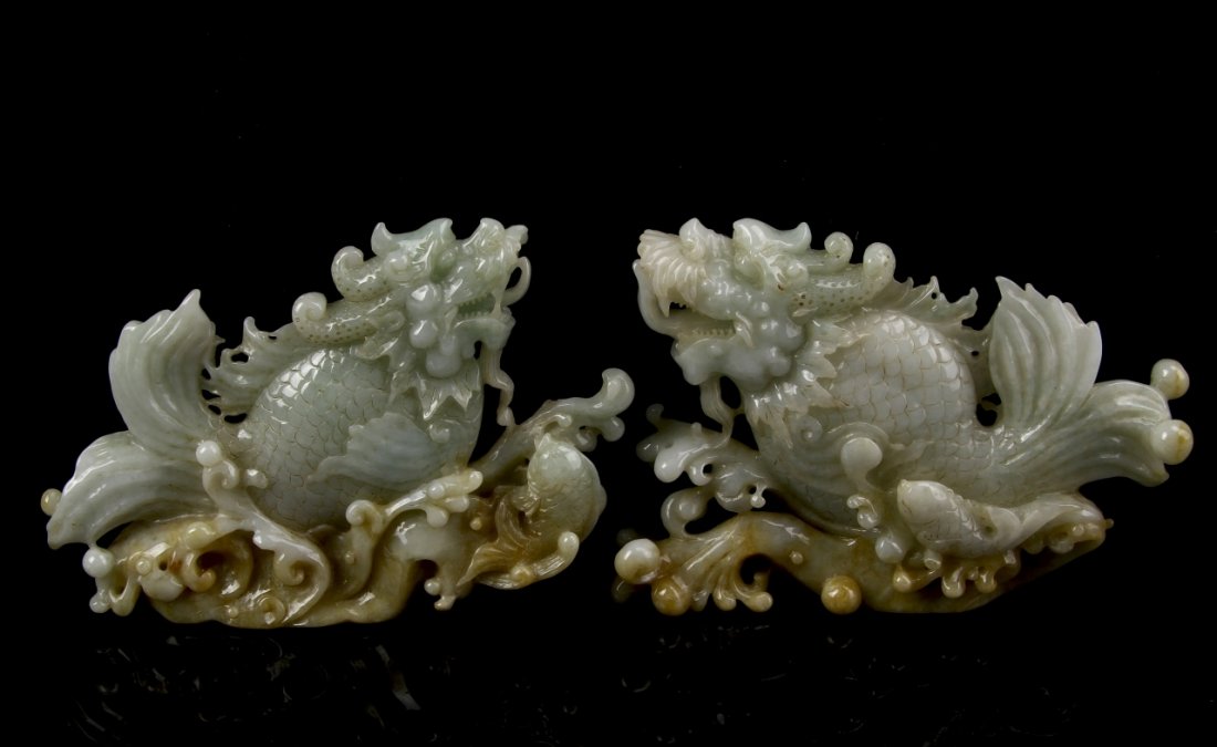 Pair of Chinese Jadeite Dragons (1 of 3)