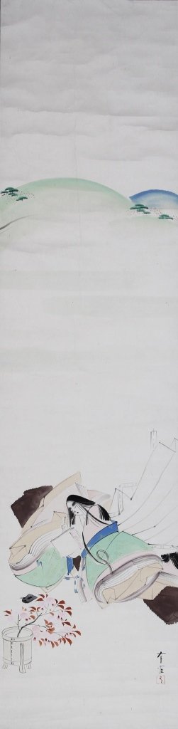 Japanese Scroll Painting of a Geisha Girl (1 of 2)