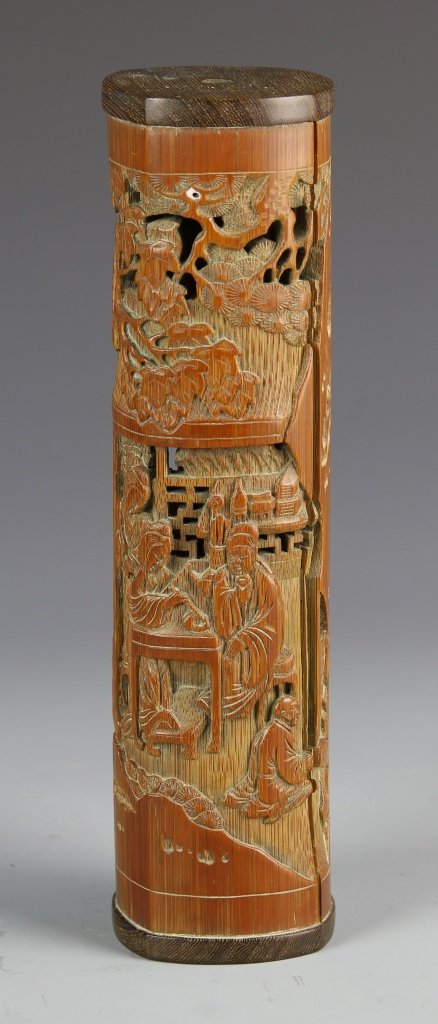 Chinese Carved Bamboo Incense Holder (1 of 3)