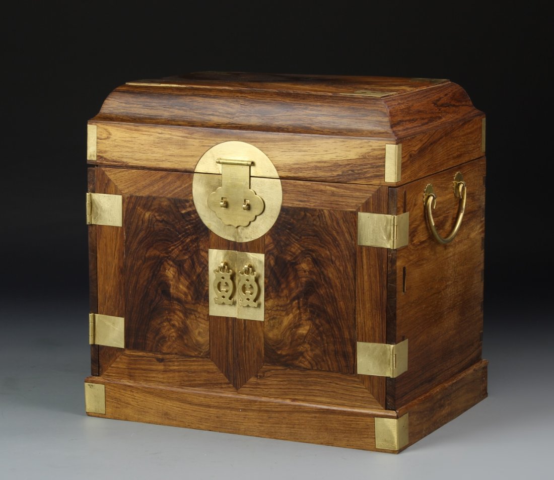 Chinese Huanghuali Marked Wooden Scholar's Box (1 of 6)