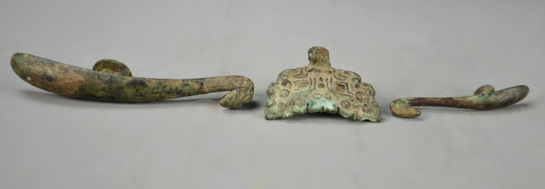 Three Chinese Bronze Belt Hooks (1 of 4)