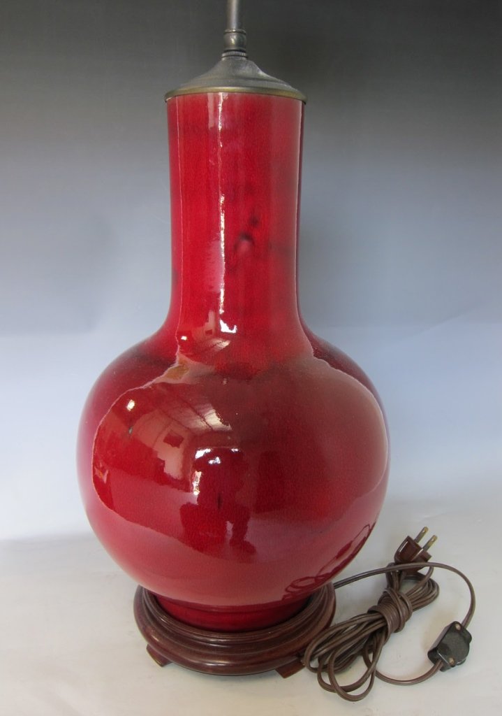 Chinese Oxblood Vase Converted into lamp (1 of 5)