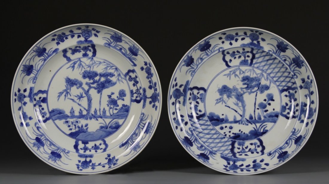 Pair of Chinese Blue and White Plates (1 of 8)