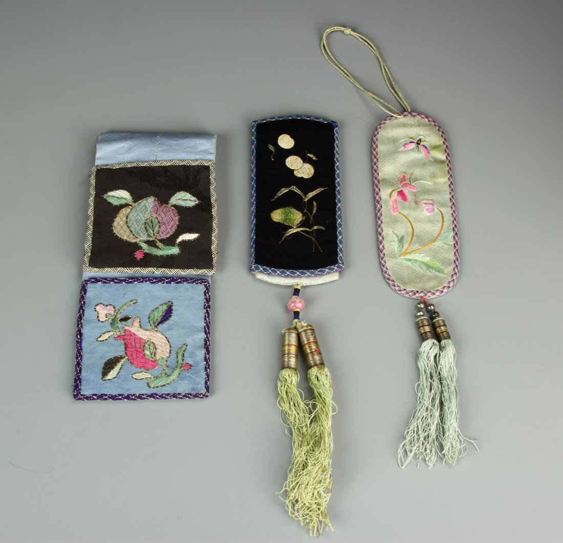 Three Chinese Silk Embroidery Purses (1 of 3)