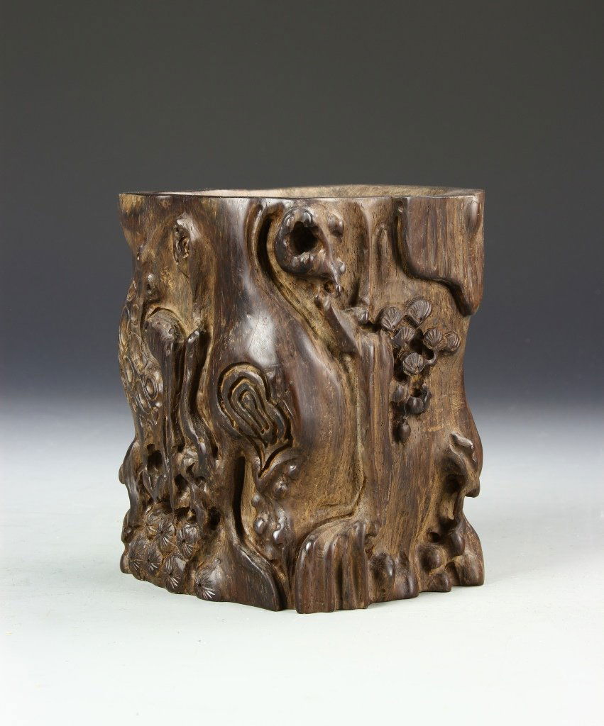 Chinese Zitan Brush Pot (1 of 6)