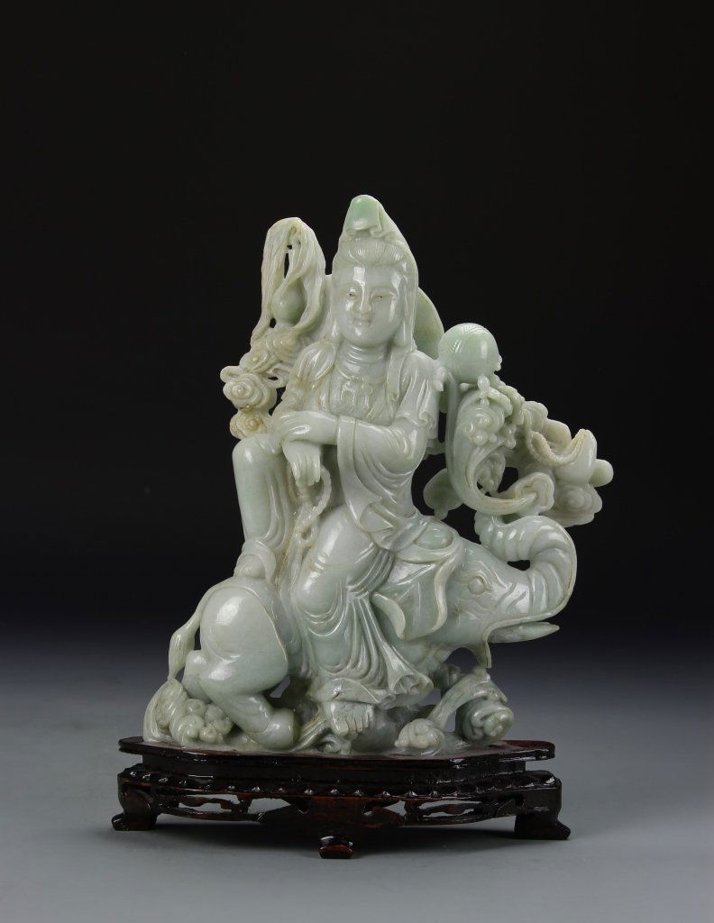 Chinese Jadeite Guanyin with Base (1 of 4)
