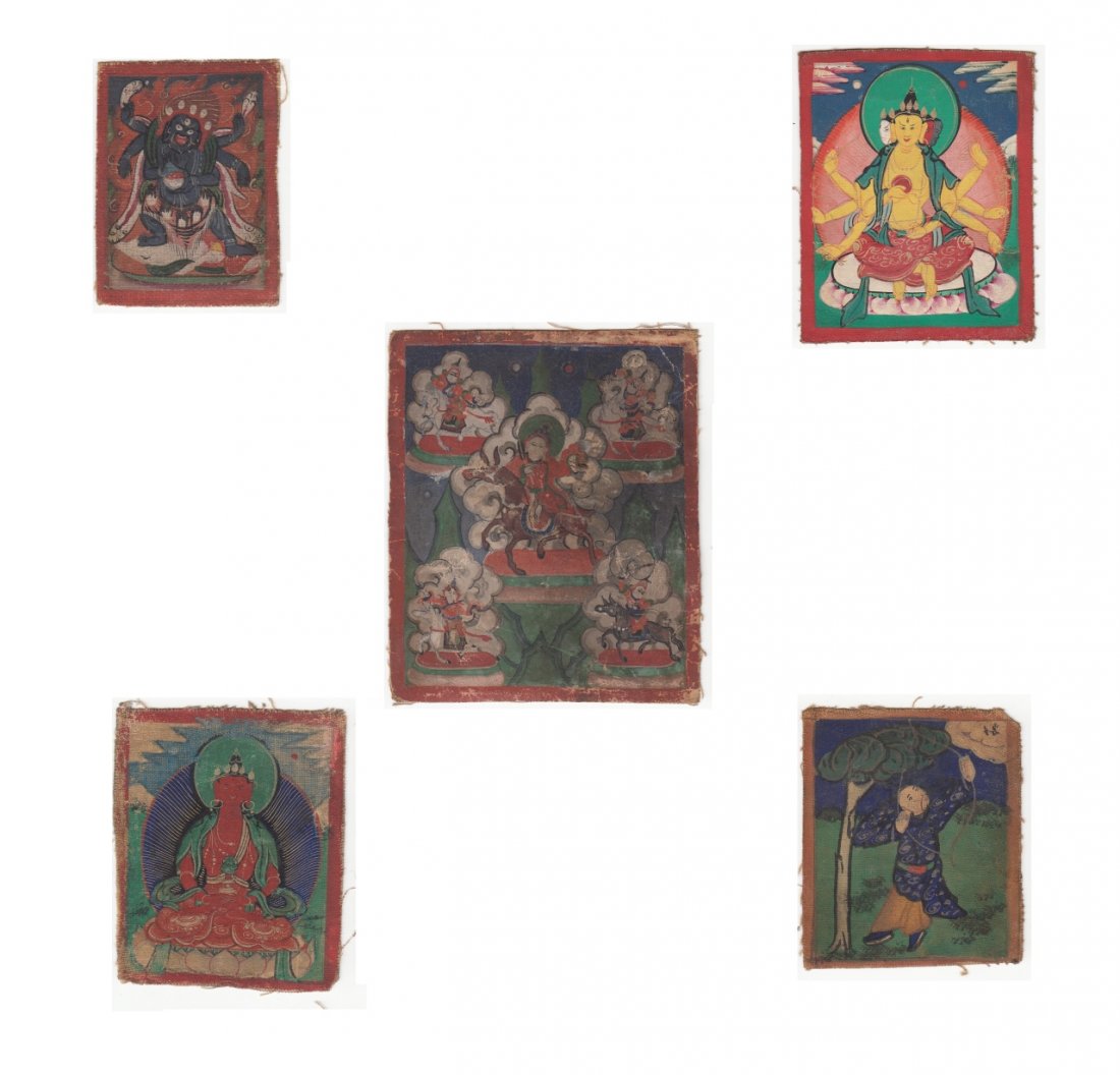 Group of 5 Tibetan Thangka (1 of 7)