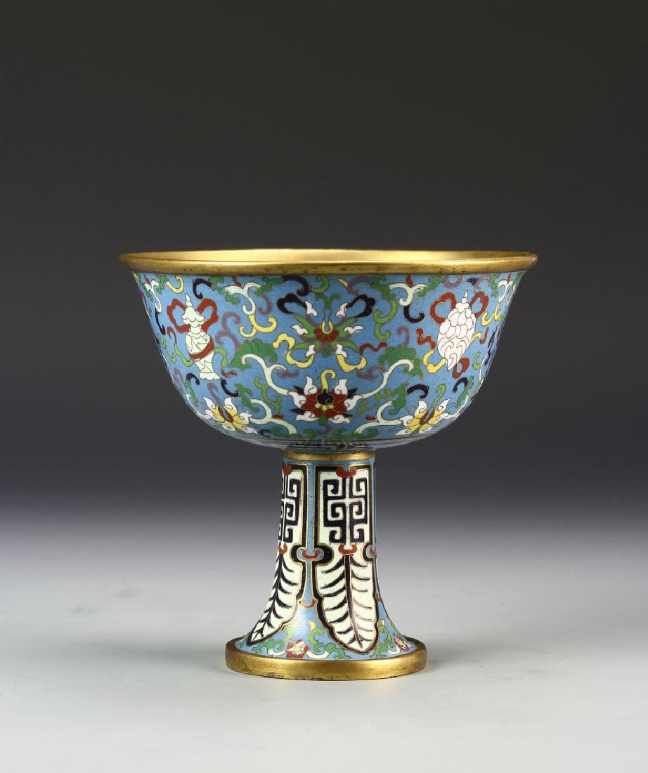 Chinese Cloisonne High Stem Bowl (1 of 5)