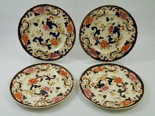 Four Mason's Ironstone Blue Mandalay cabinet plate: Four Mason's Ironstone Blue Mandalay cabinet plates 26cm dia