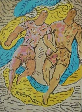 Sandro Chia, "Athletes": Artist: Sandro chia Title: Athletes Year: 1988 Medium: Lithograph Edition: Edition Of 300 Signed: Hand signed in pencil Dimensions: 30h x 22.25w in