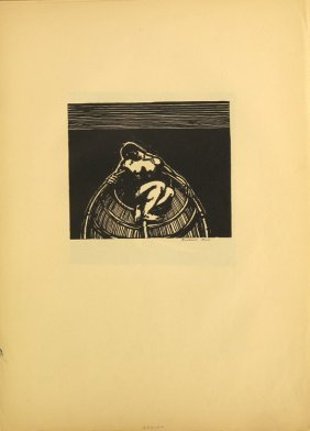 Rockwell Kent, "Adrift": Artist: Rockwell Kent Title: Adrift Year: 1924 Medium: Lithograph Edition: Edition Of 30 Signed: Hand signed in pencil Dimensions: 15.5h x 11w in