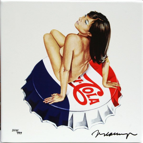 Mel Ramos, "Pepsi Cola": Artist: Mel Ramos Title: Pepsi Cola Year: 2005 Medium: Enamel Print On Steel Edition: Edition Of 999 Signed: Signed and numbered in marker lower edge Dimensions: 16h x 16w x 1d in