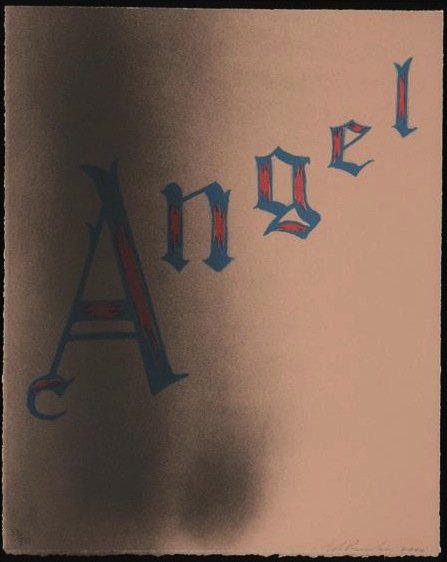 Ed Ruscha, "Angel": Artist: Ed Ruscha Title: Angel Year: 2006 Medium: Lithograph Edition: 10/50 Signed: Hand signed in pencil Dimensions: 20h x 16w in