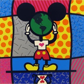 Romero Britto, "Mickey's World": Artist Name: Romero Britto Title: Mickey's World Year: 1997 Edition: Edition Of 500 Medium: Serigraph Dimensions: 28.75h x 28w in Signed: Signed in pencil lower left
