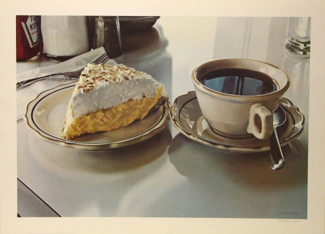 Ralph Goings, "Cream Pie": Artist Name: Ralph Goings Title: Cream Pie Year: 1980 Edition: Edition of 100 Medium: Offset Lithograph Dimensions: 22.5h x 32w x 0d in Signed: Signed in pencil
