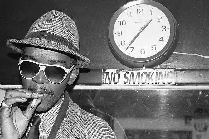 Bobby Grossman, "Fab 5 Freddy, No Smoking, TV Party": Artist Name: Bobby Grossman Title: Fab 5 Freddy, No Smoking, TV Party Year: 1980 Edition: Edition Of 25 Medium: Silver Gelatin Print Dimensions: 16h x 20w x 0d in Signed: Signed in bl