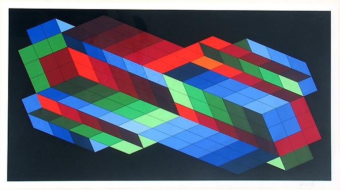 Victor Vasarely, "Untitled": Artist Name: Victor Vasarely Title: Untitled Year: 1980 Edition: Edition Of 250 Medium: Serigraph Dimensions: 26.5h x 41w in Signed: Signed in pencil