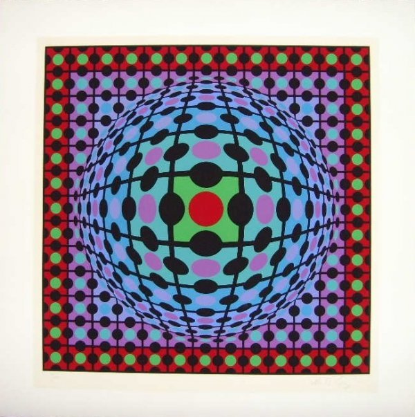 Victor Vasarely, "Untitled": Artist Name: Victor Vasarely Title: Untitled Year: 1979 Edition: Edition Of 250 Medium: Silkscreen Dimensions: 25.75h x 25.25w x 0d in Signed: Signed in pencil
