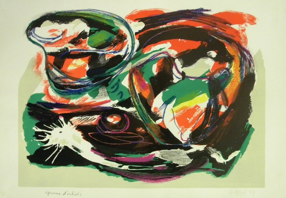 Karel Appel-Untitled Lithograph 1959: Artist Name: Karel Appel Title: Untitled Year: 1959 Edition: EA Medium: Lithograph Dimensions: 24h x 25w in Signed: Signed in pencil