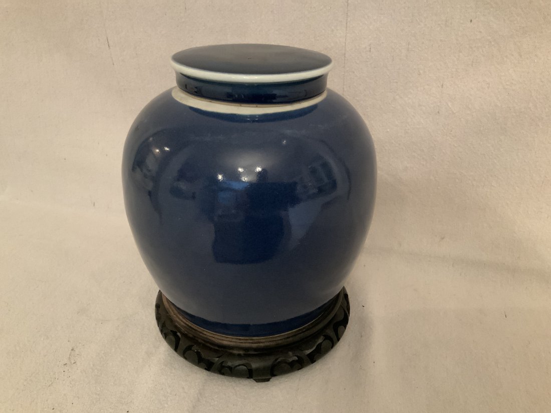 Chinese Blue Monochrome Porcelain Storage Jar (1 of 5)