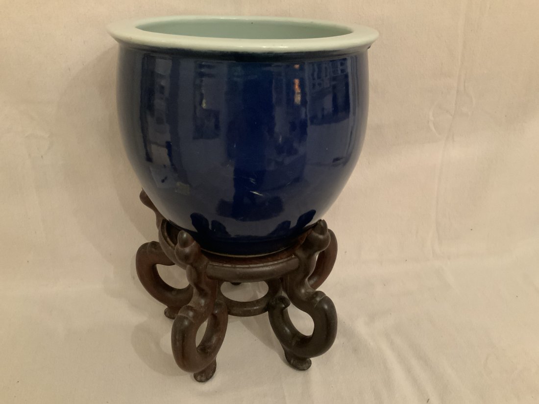 Chinese Royal Blue Monochrome Porcelain Jardiniere (1 of 4)