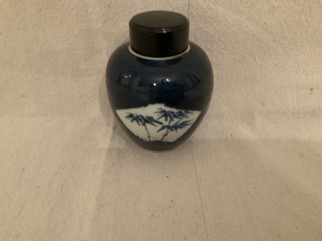 Chinese Blue Monochrome Porcelain Tea Jar (1 of 4)