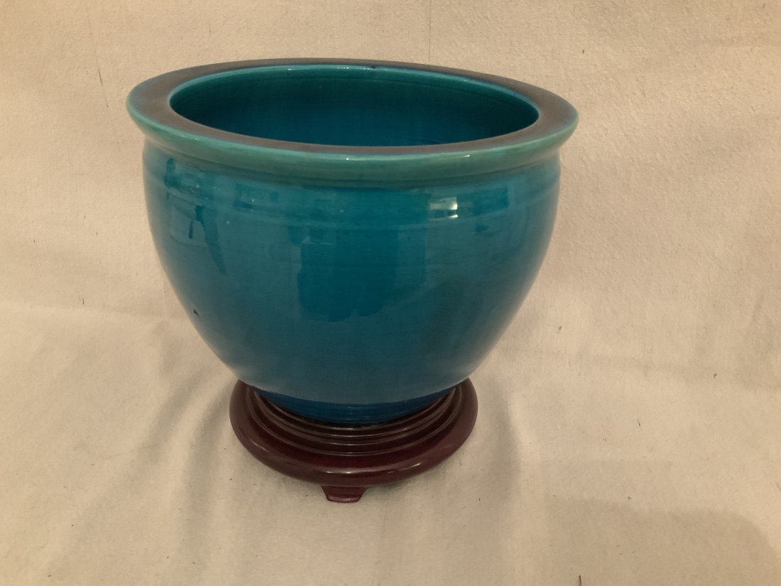 Chinese Turquoise Blue Glazed Porcelain Jardiniere (1 of 4)