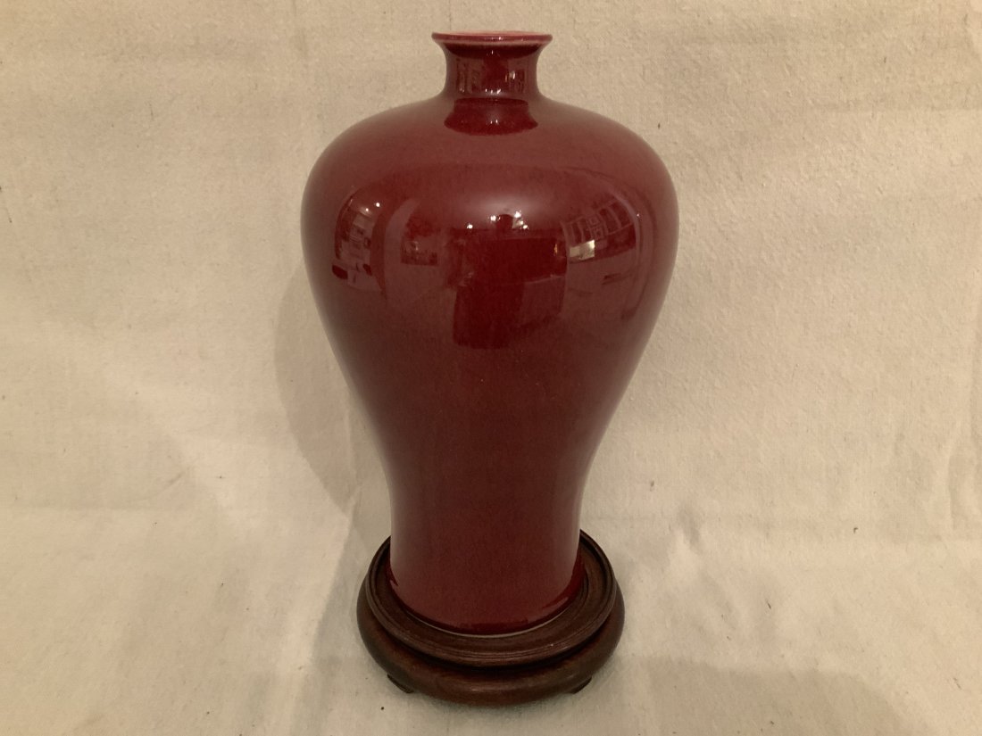 Chinese Oxblood Glazed Porcelain Vase Signed (1 of 3)