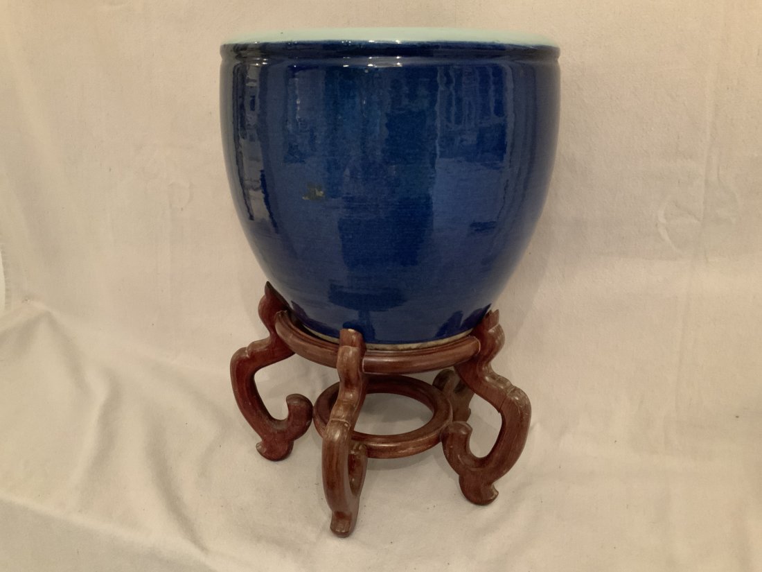 Chinese Royal Blue Monochrome Porcelain Jardiniere (1 of 6)