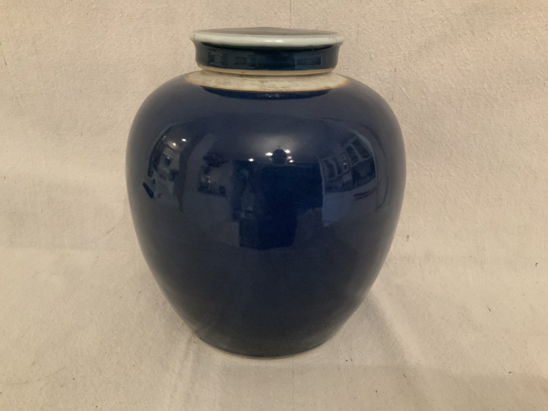 Chinese Blue Monochrome Porcelain Storage Jar (1 of 5)