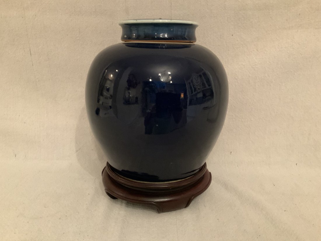 Chinese Blue Monochrome Porcelain Storage Jar (1 of 5)