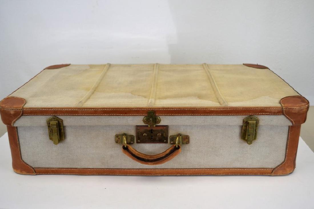 Hermes Suitcase - Canvas and Leather: 19 in X 32 in X 8 in