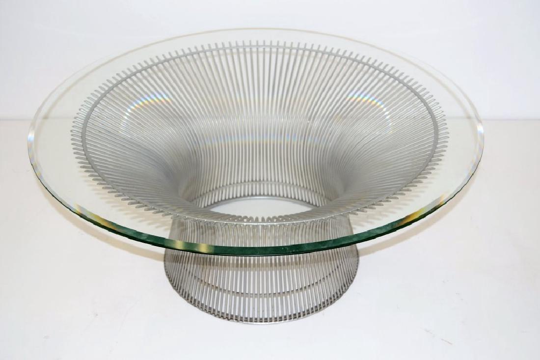 Warren Platner for Knoll Cocktail Table: (Not Original Finish) 36 in Round Glass - 29.5 in Round Base - 14.5 in Height