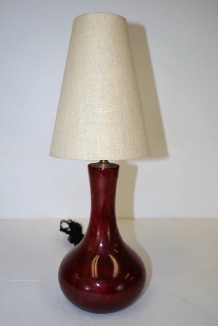 Aldo Tura Red Goat Skin Lamp (1 of 4)