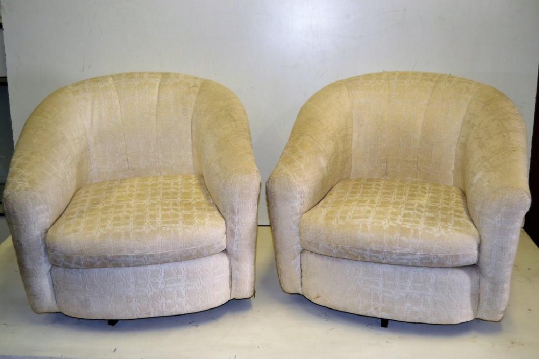 Milo Baughman Style Pair Swivel Tub Chairs (1 of 5)