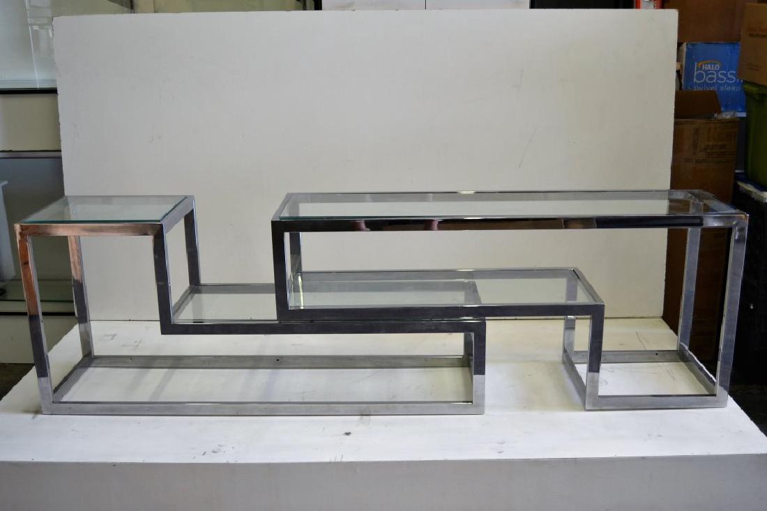 Milo Baughman Style Chrome Expandable Console (1 of 3)
