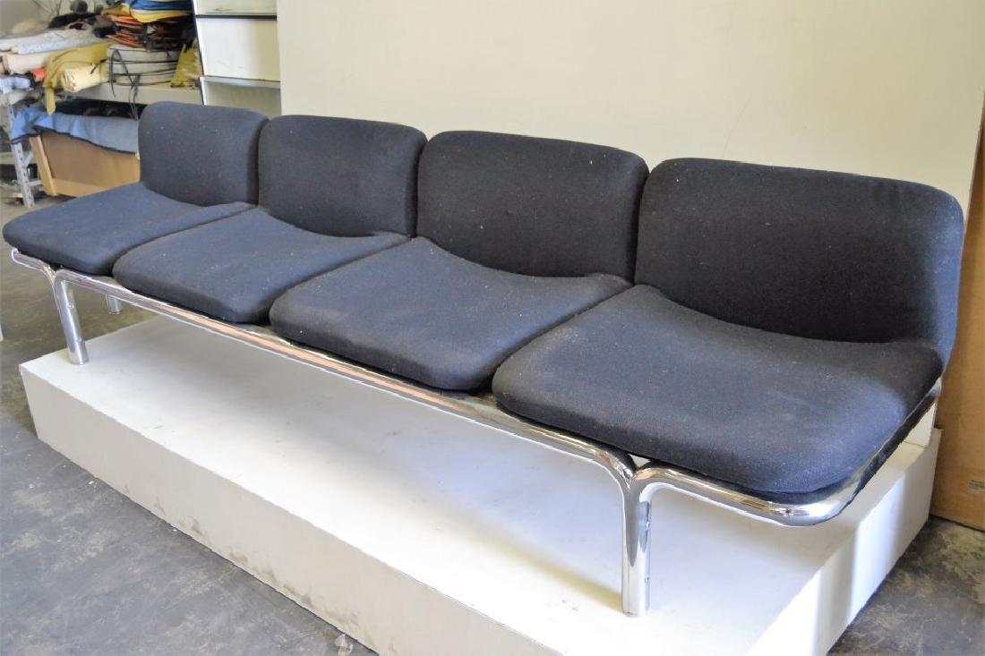 Large Italian Chrome Sofa w/Black Fabric (1 of 3)