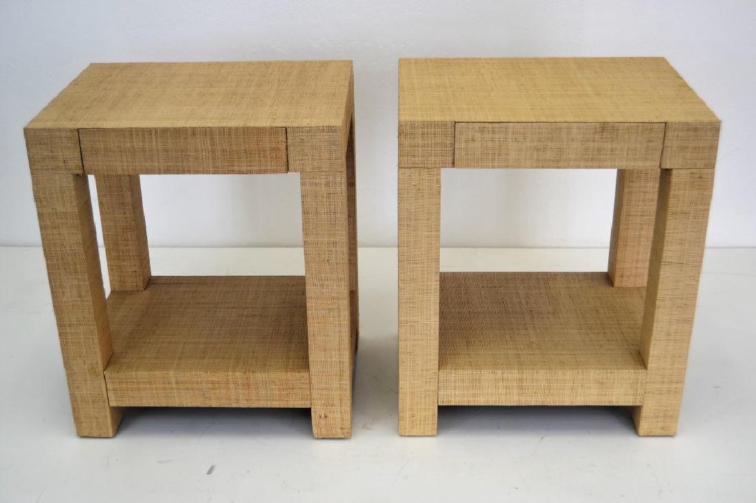 Karl Springer Style Grass Cloth Covered Night Stands (1 of 4)