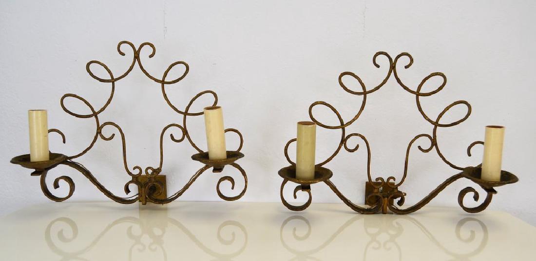 Jules Leleu Syle Sconces: 13.5 in H - 17 in W - 8.5 in D