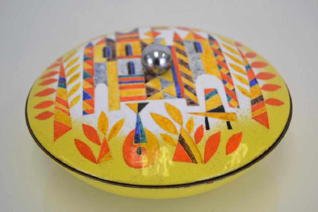 Franz Bergmann Enamel Covered Dish: 2.5 in H - 7.5 in W