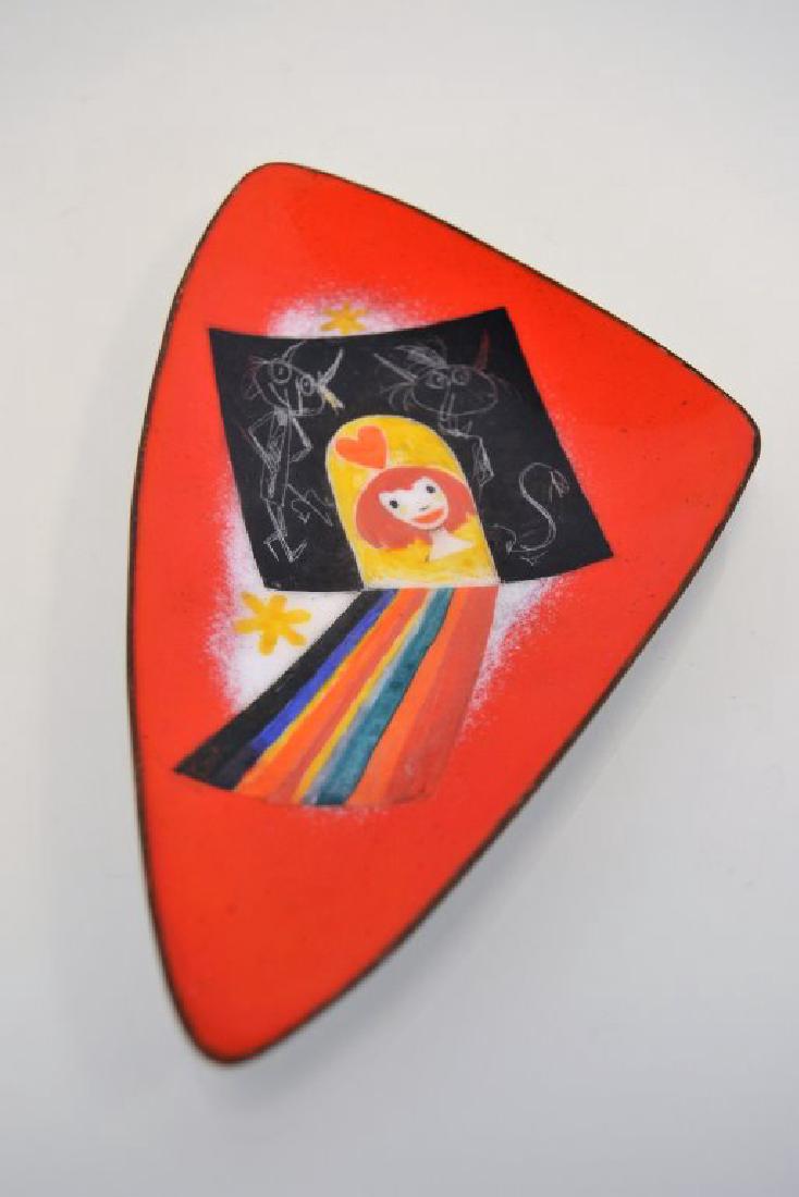 Franz Bergman Enamel Plate - Signed: 8 in L - 4.5 in W