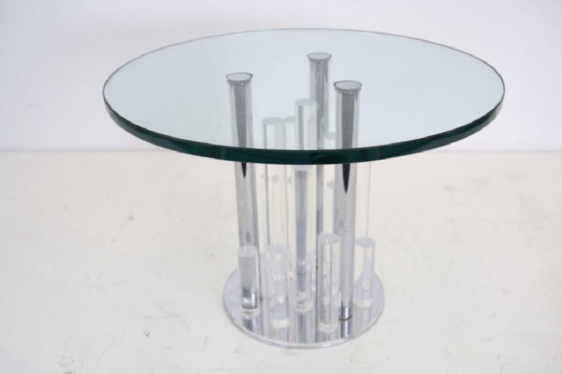 Charles Hollis Jones Lucite/Chrome Round Table: 17 in H - 24 in Round