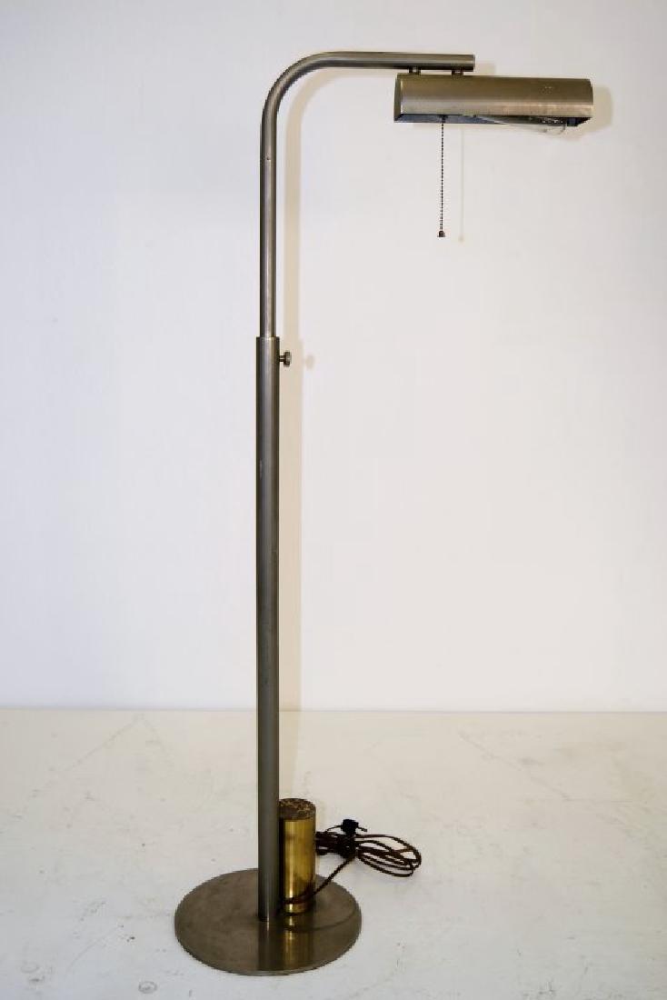 Charles Hollis Jones Nickel and Brass Floor Lamp: 44 in H -15.25 in W at Top - 10 in Round Base