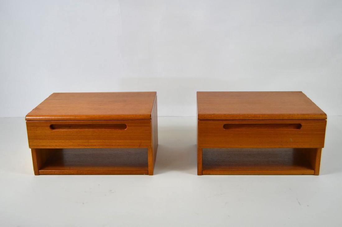 Pair Teak Wall Hanging Night Stands (1 of 3)