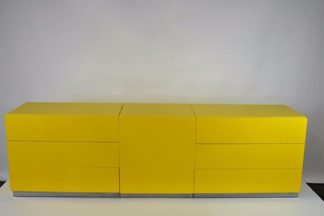 Milo Baughman Three Part Yellow Cabinet (1 of 6)